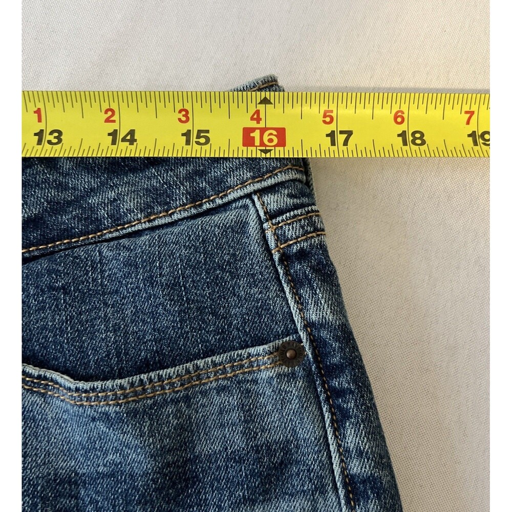 Old Navy Secret Slim Blue Pockets Stars Stripes Raw Hem Denim Shorts Sz 10 - Picture 4 of 9